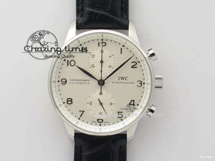 MIROTIME 0424 Effortless Portuguese IW544404 SS White Dial On Black Leather Strap A 7257